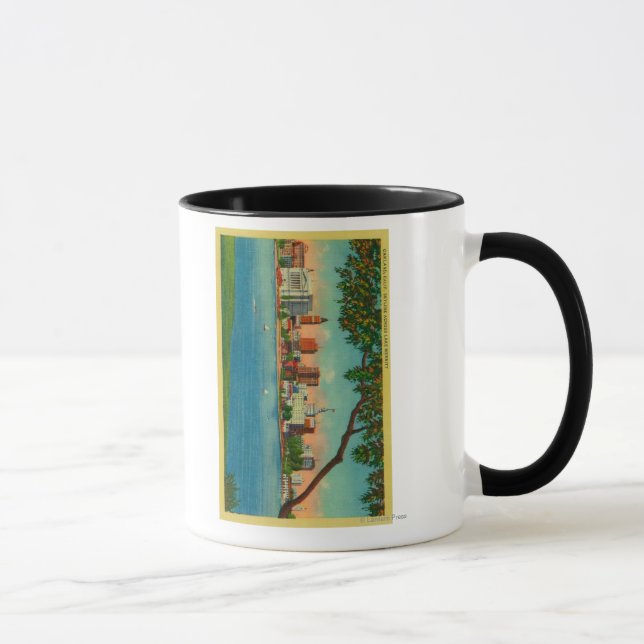 Caneca Linha do horizonte de Oakland no lago Merritt (Direita)