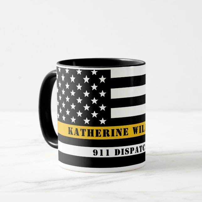 Caneca Linha Dourada Thin de Sinalizador 911 do Dispatche (Frente Esquerda)