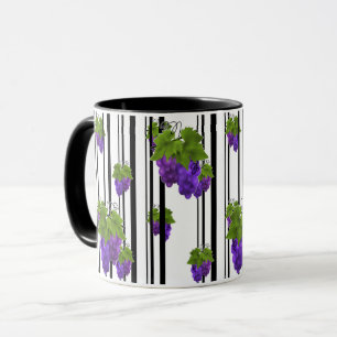 Caneca Linha em banda de fruta de uva de abstrato sem cos