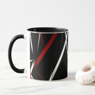 Caneca Linha Moderna Geometria Urbana Preto Branco Vermel
