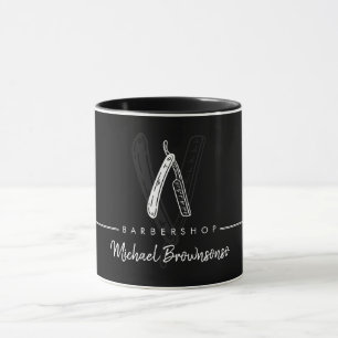 Caneca Linha Preta Branca Logotipo Elegante Presente Nava