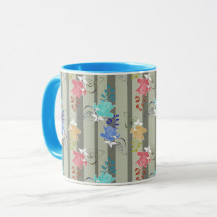 Caneca linha retro-stripteada decorativa abstrato ornamen