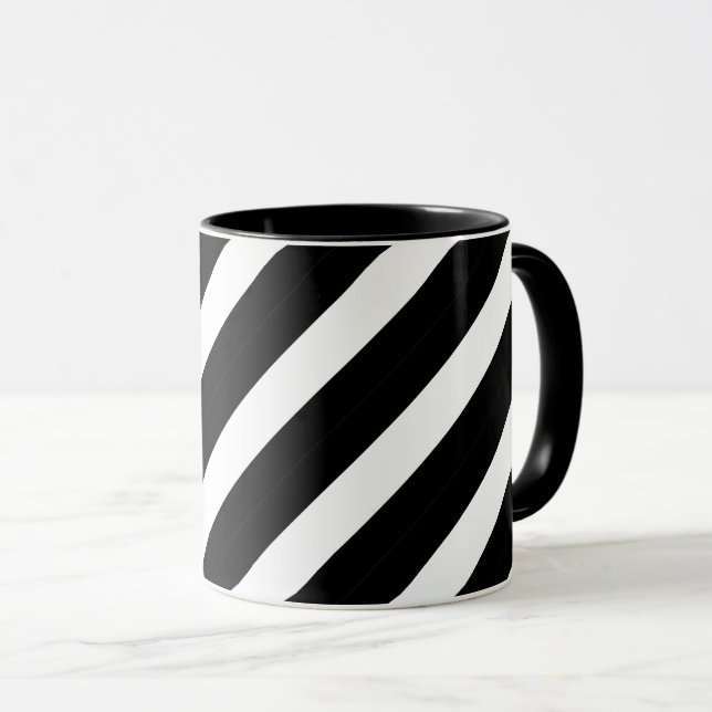 Caneca Linhas Abstrato Geométricas de Dois Tons Brancos P (Frente Esquerda)