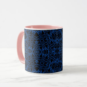 Caneca Linhas abstrato modernas de aranha linhas azuis ma