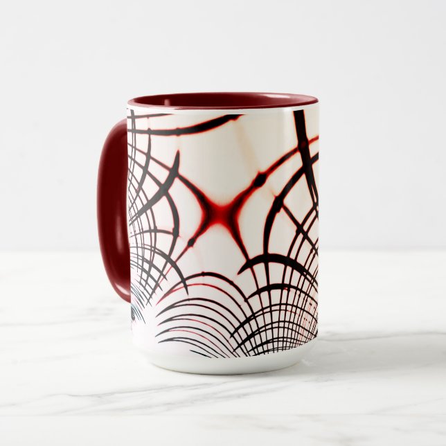 Caneca Linhas cruzadas de cores variadas em fundo claro (Frente Esquerda)