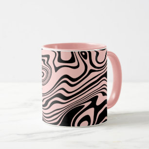 Caneca Linhas de cores abstrato Black & Cream - Personali