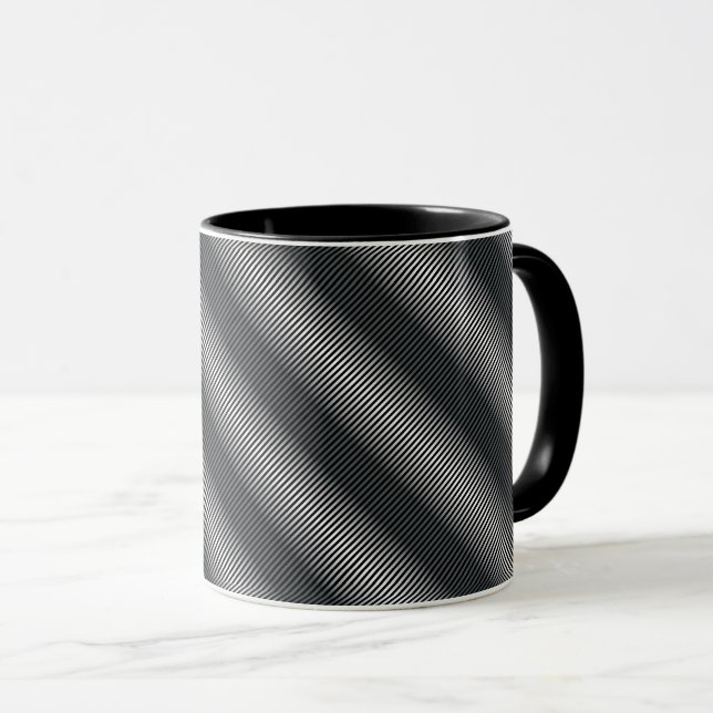 Caneca Linhas de gradação preto e branco ultra-finas (Frente Esquerda)