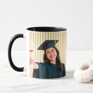 Caneca Linhas Douradas Retrato Personalizado de Mulher Fo