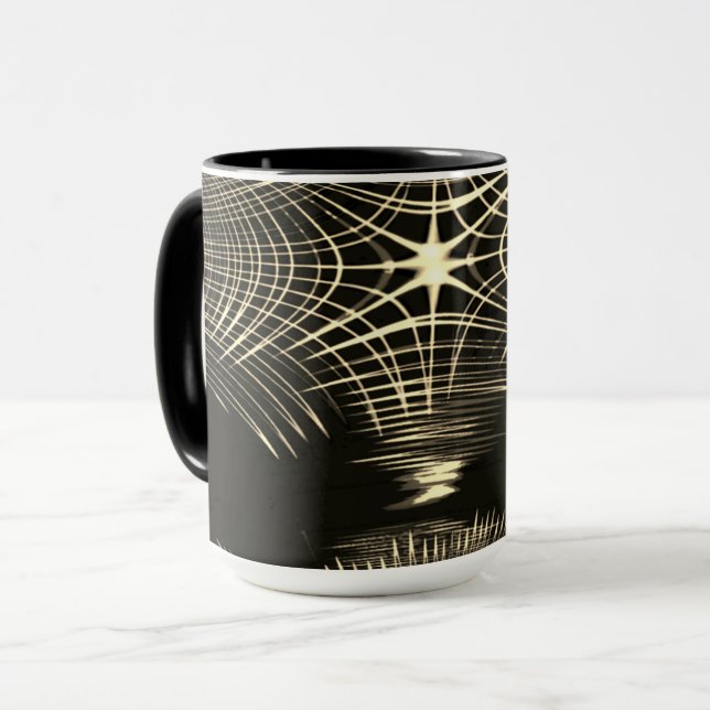 Caneca Linhas khaki cruzadas que são repetidas na onda (Frente Esquerda)