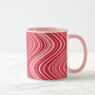 Caneca Linhas onduladas em vermelho e branco