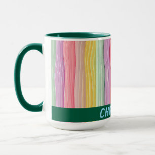 Caneca Linhas onduladas largas em cores cinzentas com nom