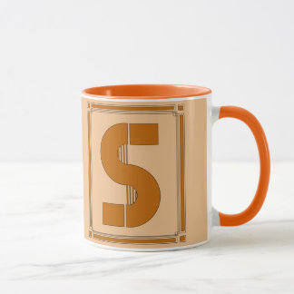 Caneca Linhas retas art deco com monograma, letra S