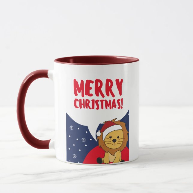Caneca Lion Christmas Snow Winter Animals Lions (Esquerda)