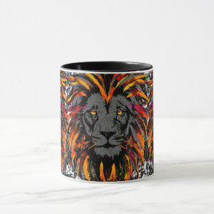 Caneca Lion Coffee Mug   Ilustração da cabeça do leão lar