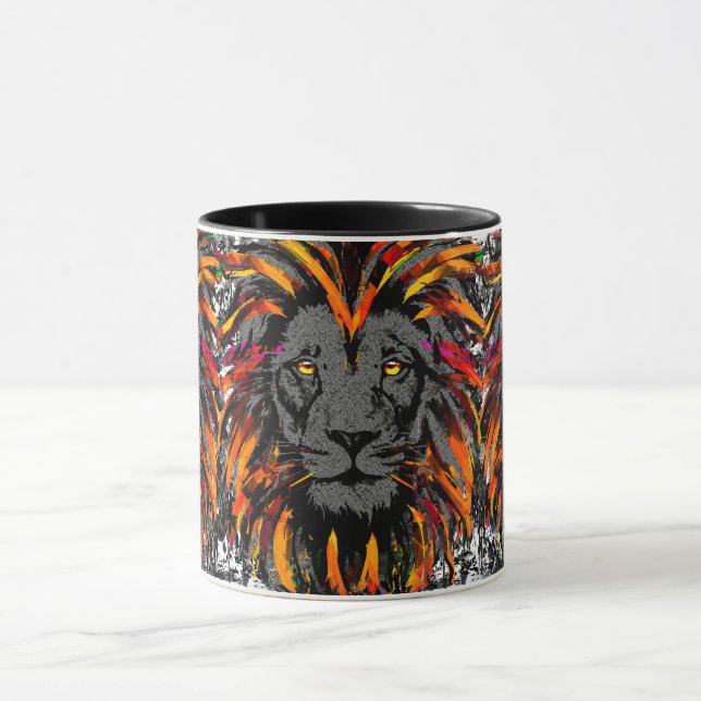 Caneca Lion Coffee Mug | Ilustração da cabeça do leão lar (Centro)