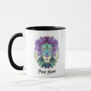 Caneca LION de Ilustração Poligonal de Personalização