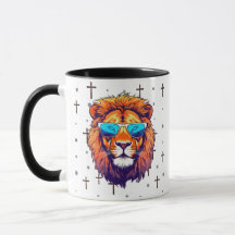 "Lion of Courage: Mug Cristão Inspiracional"