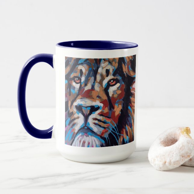Caneca Lion Painting - Gift for Animal Lovers (Com Donut)