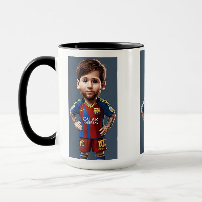 Caneca Lionel Messi fofo desenho animado realista (Esquerda)