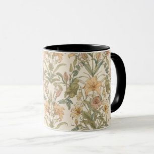 Caneca Lírio Dourado Vintage Pré-Rafaelita de William Mor