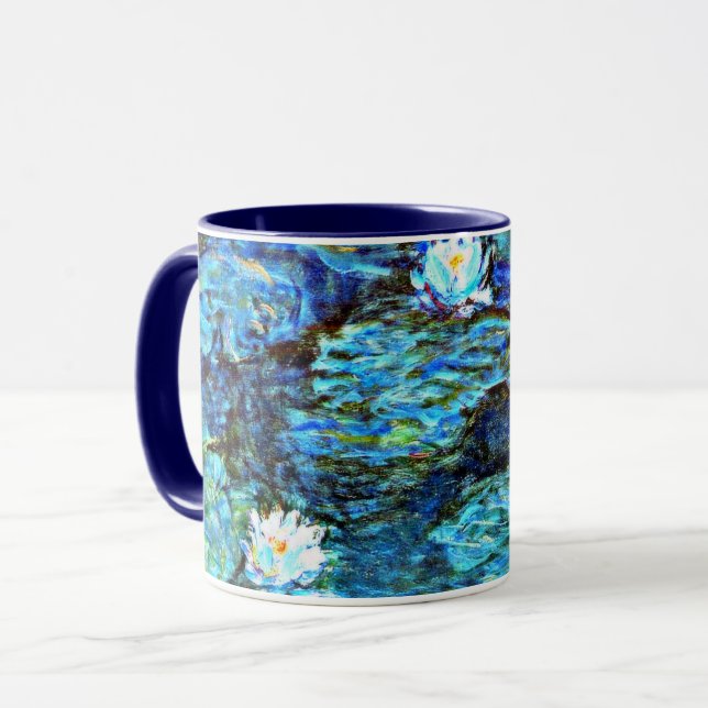 Caneca Lírios de Água Azul por Monet (Frente Esquerda)