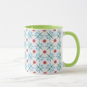 Caneca Lírios de água branca e verde Ringer Mug