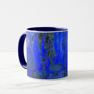Caneca Lírios de água monet e ramificações de salgueiro