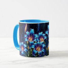 Caneca Lírios luminosos vibrantes, jardim de fantasia flo