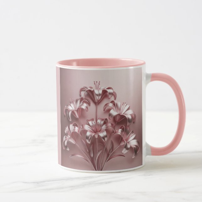 Caneca Lírios Rosa, Lilas Rosa, Mug Combo (Direita)