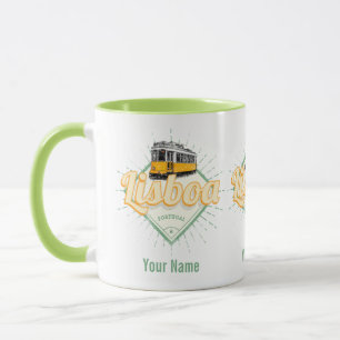 Caneca Lisboa Portugal com Feriado de Tram Vintage