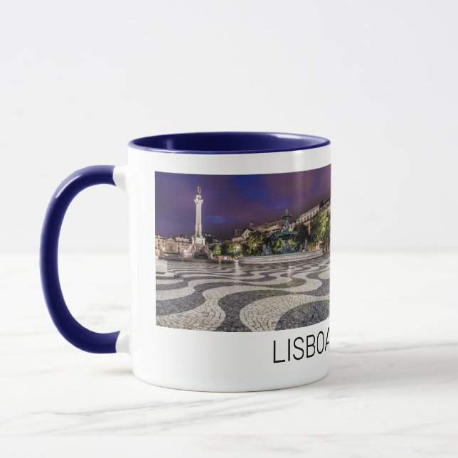 Caneca Lisboa Portugal Rossio Square Holiday Souvenir (Esquerda)