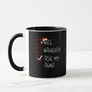 Caneca Lista de Natal da Tia Pergunte Xmas Legal Travesso