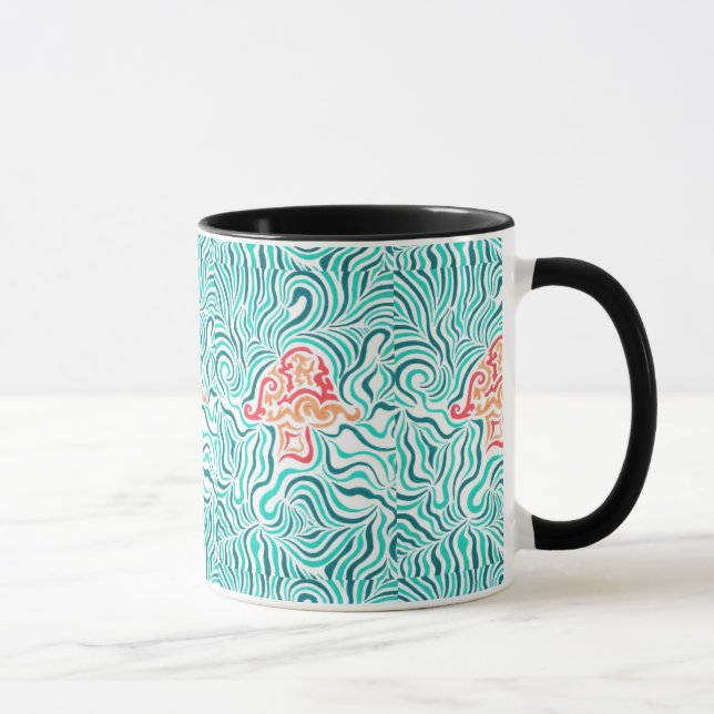 Caneca Listra e cogumelo verdes da zebra (Direita)