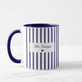 Caneca Listra Monograma Azul Marinho