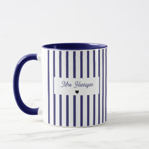 Caneca Listra Monograma Azul Marinho