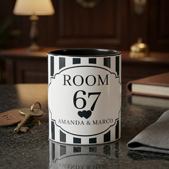 Caneca Listra Vertical Preta e Branca Moderna Personaliza (Criador carregado)