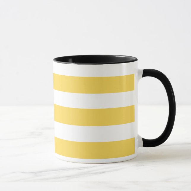 Caneca Listras amarelas e brancas de cadeira de convés (Direita)