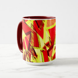 Caneca Listras amarelas na imagem vermelha, distorcida