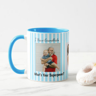 Caneca Listras Azuis Avós Personalizado Divertido