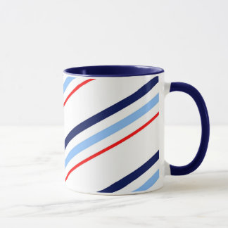 Caneca Listras azuis brancas vermelhas náuticas