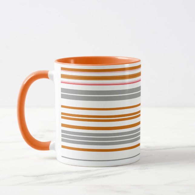 Caneca Listras cinza marrom fofas (Esquerda)