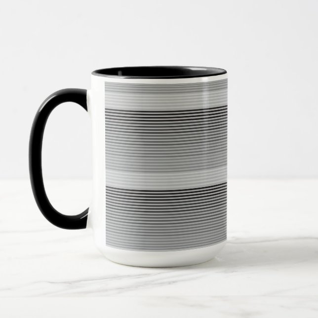 Caneca Listras Cinza, Preto e Branco (Esquerda)