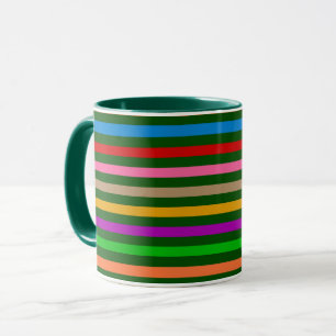 Caneca Listras Coloridas Em Cima de um Design de Padrão V