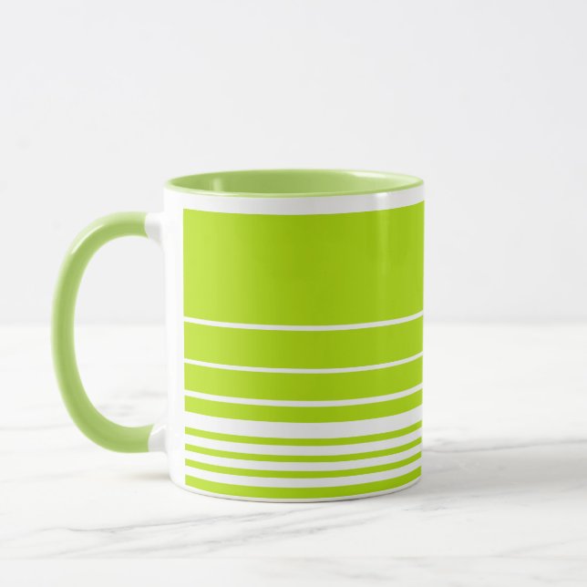 Caneca Listras Complexas em Verde limão e Branco (Esquerda)