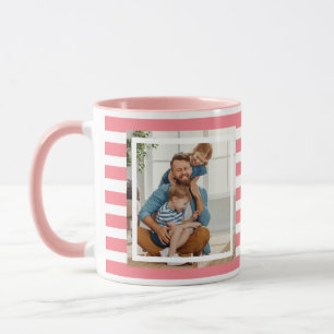 Caneca Listras cor-de-rosa e brancas minimalistas moderna