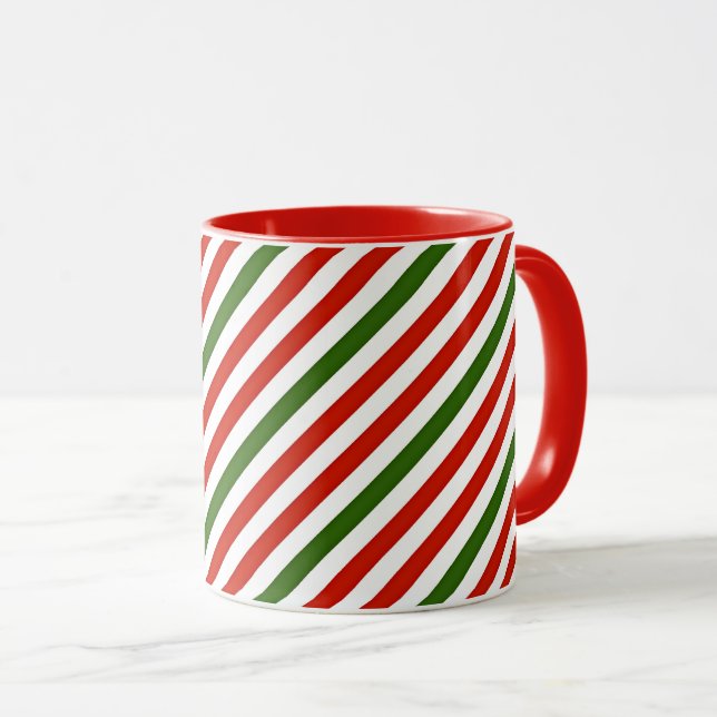 Caneca listras de cores de Natal (Frente Esquerda)