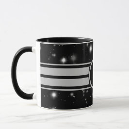 Caneca Listras de corrida pretas e prateadas Starlight