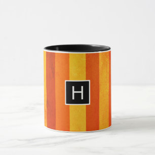 Caneca Listras de Laranja Vermelho Desgastado pelo Calor 