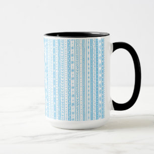 Caneca Listras de rabo florido em azul-bebê e branco
