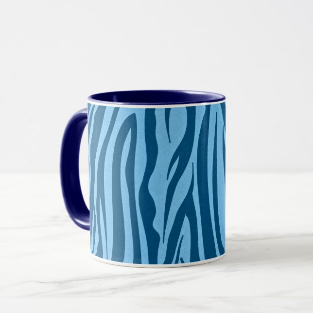 Caneca Listras de Zebra Azuis (Frente Esquerda)